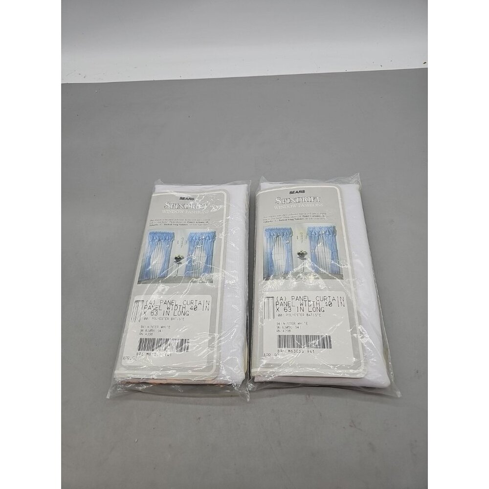 Sears‎ Vintage Spindrift Window Panel Curtain Panel W40 X L63"  Winter White X2